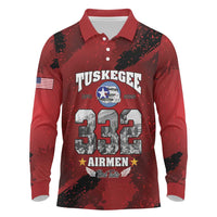 85 Years of Tuskegee Airmen Long Sleeve Polo Shirt 332nd Fighter Group Red Tails - Wonder Print Shop
