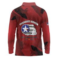85 Years of Tuskegee Airmen Long Sleeve Polo Shirt 332nd Fighter Group Red Tails - Wonder Print Shop
