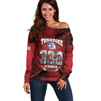 85 Years of Tuskegee Airmen Off Shoulder Sweater 332nd Fighter Group Red Tails - Wonder Print Shop