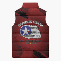 85 Years of Tuskegee Airmen Sleeveless Puffer Jacket 332nd Fighter Group Red Tails - Wonder Print Shop