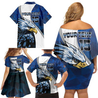Custom Namibia Cricket Family Matching Off Shoulder Short Dress and Hawaiian Shirt Go Champions