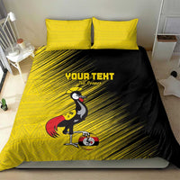 Custom Uganda Football Bedding Set Black Crowned Crane Mix Grunge Style - Yellow Color
