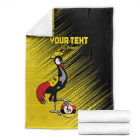 Custom Uganda Football Blanket Black Crowned Crane Mix Grunge Style - Yellow Color