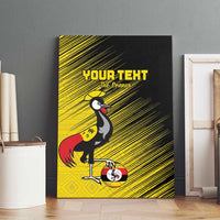 Custom Uganda Football Canvas Wall Art Black Crowned Crane Mix Grunge Style - Yellow Color