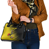 Custom Uganda Football Shoulder Handbag Black Crowned Crane Mix Grunge Style - Yellow Color