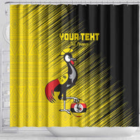 Custom Uganda Football Shower Curtain Black Crowned Crane Mix Grunge Style - Yellow Color