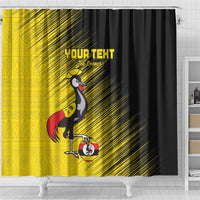 Custom Uganda Football Shower Curtain Black Crowned Crane Mix Grunge Style - Yellow Color