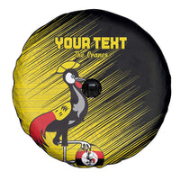Custom Uganda Football Spare Tire Cover Black Crowned Crane Mix Grunge Style - Yellow Color