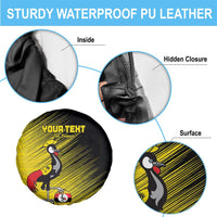 Custom Uganda Football Spare Tire Cover Black Crowned Crane Mix Grunge Style - Yellow Color