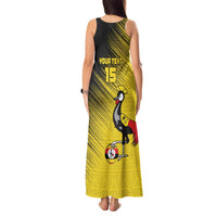 Custom Uganda Football Tank Maxi Dress Black Crowned Crane Mix Grunge Style - Yellow Color