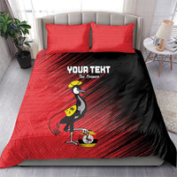 Custom Uganda Football Bedding Set Black Crowned Crane Mix Grunge Style - Red Color