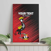 Custom Uganda Football Canvas Wall Art Black Crowned Crane Mix Grunge Style - Red Color