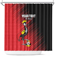 Custom Uganda Football Shower Curtain Black Crowned Crane Mix Grunge Style - Red Color