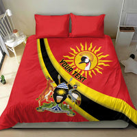 Personalized Uganda Bedding Set Black Crowned Crane With Coat Of Arms