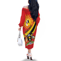 Personalized Uganda Family Matching Off The Shoulder Long Sleeve Dress and Hawaiian Shirt Black Crowned Crane With Coat Of Arms