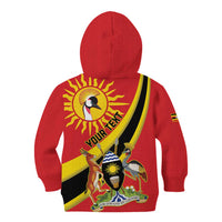 Personalized Uganda Kid Hoodie Black Crowned Crane With Coat Of Arms