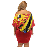 Personalized Uganda Off Shoulder Short Dress Black Crowned Crane With Coat Of Arms