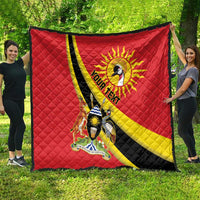 Personalized Uganda Quilt Black Crowned Crane With Coat Of Arms