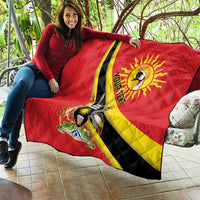 Personalized Uganda Quilt Black Crowned Crane With Coat Of Arms