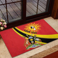 Personalized Uganda Rubber Doormat Black Crowned Crane With Coat Of Arms