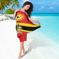 Personalized Uganda Sarong Black Crowned Crane With Coat Of Arms