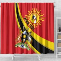 Personalized Uganda Shower Curtain Black Crowned Crane With Coat Of Arms