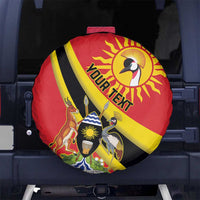 Personalized Uganda Spare Tire Cover Black Crowned Crane With Coat Of Arms