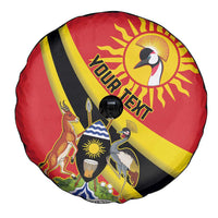 Personalized Uganda Spare Tire Cover Black Crowned Crane With Coat Of Arms