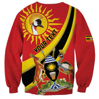 Personalized Uganda Sweatshirt Black Crowned Crane With Coat Of Arms