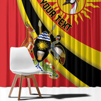 Personalized Uganda Window Curtain Black Crowned Crane With Coat Of Arms