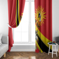 Personalized Uganda Window Curtain Black Crowned Crane With Coat Of Arms