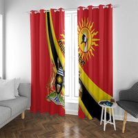 Personalized Uganda Window Curtain Black Crowned Crane With Coat Of Arms