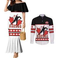 Custom Canada Ice Hockey Couples Matching Mermaid Dress and Long Sleeve Button Shirt Go Team Canada