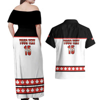 Custom Canada Ice Hockey Couples Matching Off Shoulder Maxi Dress and Hawaiian Shirt Go Team Canada