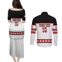 Custom Canada Ice Hockey Couples Matching Puletasi and Long Sleeve Button Shirt Go Team Canada