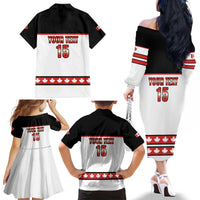 Custom Canada Ice Hockey Family Matching Off The Shoulder Long Sleeve Dress and Hawaiian Shirt Go Team Canada