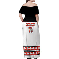Custom Canada Ice Hockey Family Matching Off Shoulder Maxi Dress and Hawaiian Shirt Go Team Canada