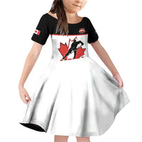 Custom Canada Ice Hockey Family Matching Off Shoulder Short Dress and Hawaiian Shirt Go Team Canada