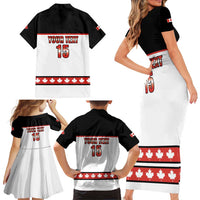 Custom Canada Ice Hockey Family Matching Short Sleeve Bodycon Dress and Hawaiian Shirt Go Team Canada