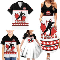 Custom Canada Ice Hockey Family Matching Summer Maxi Dress and Hawaiian Shirt Go Team Canada