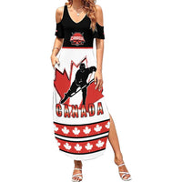 Custom Canada Ice Hockey Family Matching Summer Maxi Dress and Hawaiian Shirt Go Team Canada