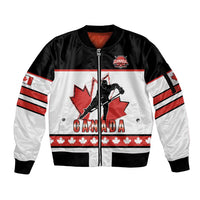 Custom Canada Ice Hockey Sleeve Zip Bomber Jacket Go Team Canada