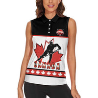 Custom Canada Ice Hockey Women Sleeveless Polo Shirt Go Team Canada