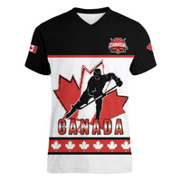 Custom Canada Ice Hockey Women V-Neck T-Shirt Go Team Canada