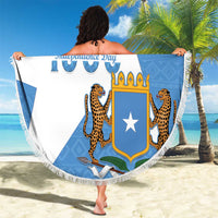 Personalized Somalia 1960 Independence Day Beach Blanket Coat Of Arms Islamic Mix African Pattern