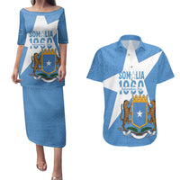 Personalized Somalia 1960 Independence Day Couples Matching Puletasi and Hawaiian Shirt Coat Of Arms Islamic Mix African Pattern