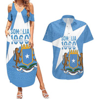 Personalized Somalia 1960 Independence Day Couples Matching Summer Maxi Dress and Hawaiian Shirt Coat Of Arms Islamic Mix African Pattern