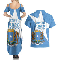 Personalized Somalia 1960 Independence Day Couples Matching Summer Maxi Dress and Hawaiian Shirt Coat Of Arms Islamic Mix African Pattern