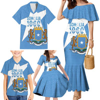 Personalized Somalia 1960 Independence Day Family Matching Mermaid Dress and Hawaiian Shirt Coat Of Arms Islamic Mix African Pattern