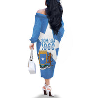 Personalized Somalia 1960 Independence Day Family Matching Off The Shoulder Long Sleeve Dress and Hawaiian Shirt Coat Of Arms Islamic Mix African Pattern